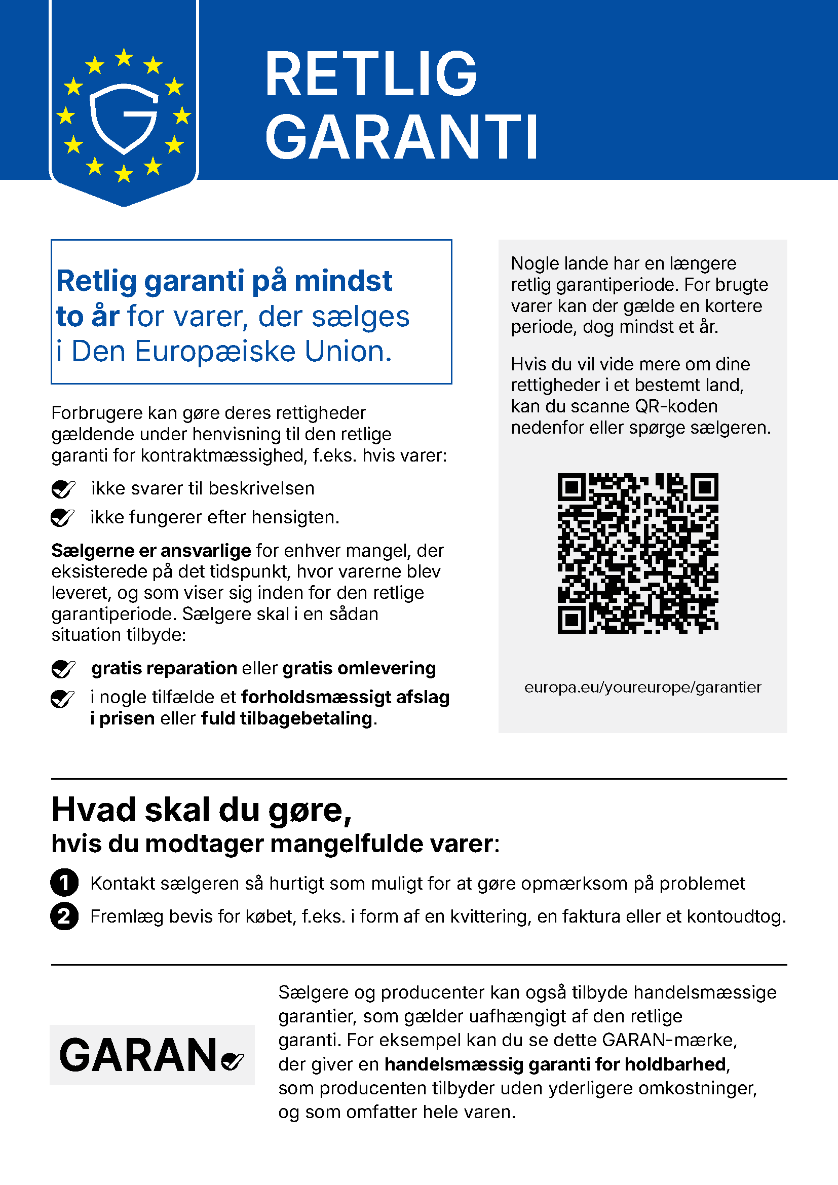 EU-meddelelse om den lovbestemte reklamationsret