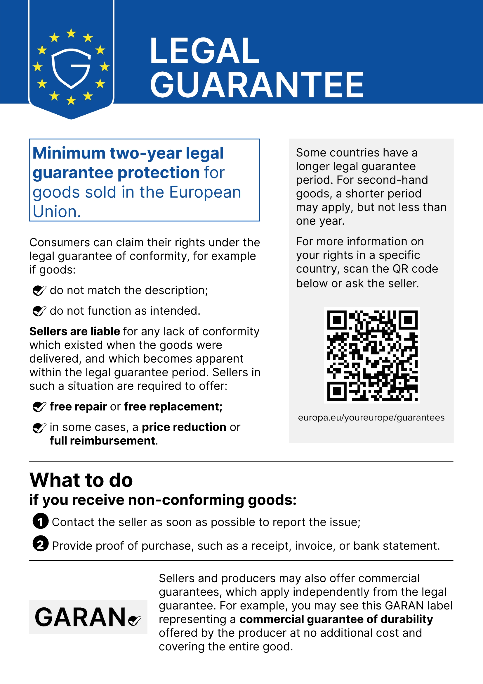 EU notice on the legal guarantee of conformity