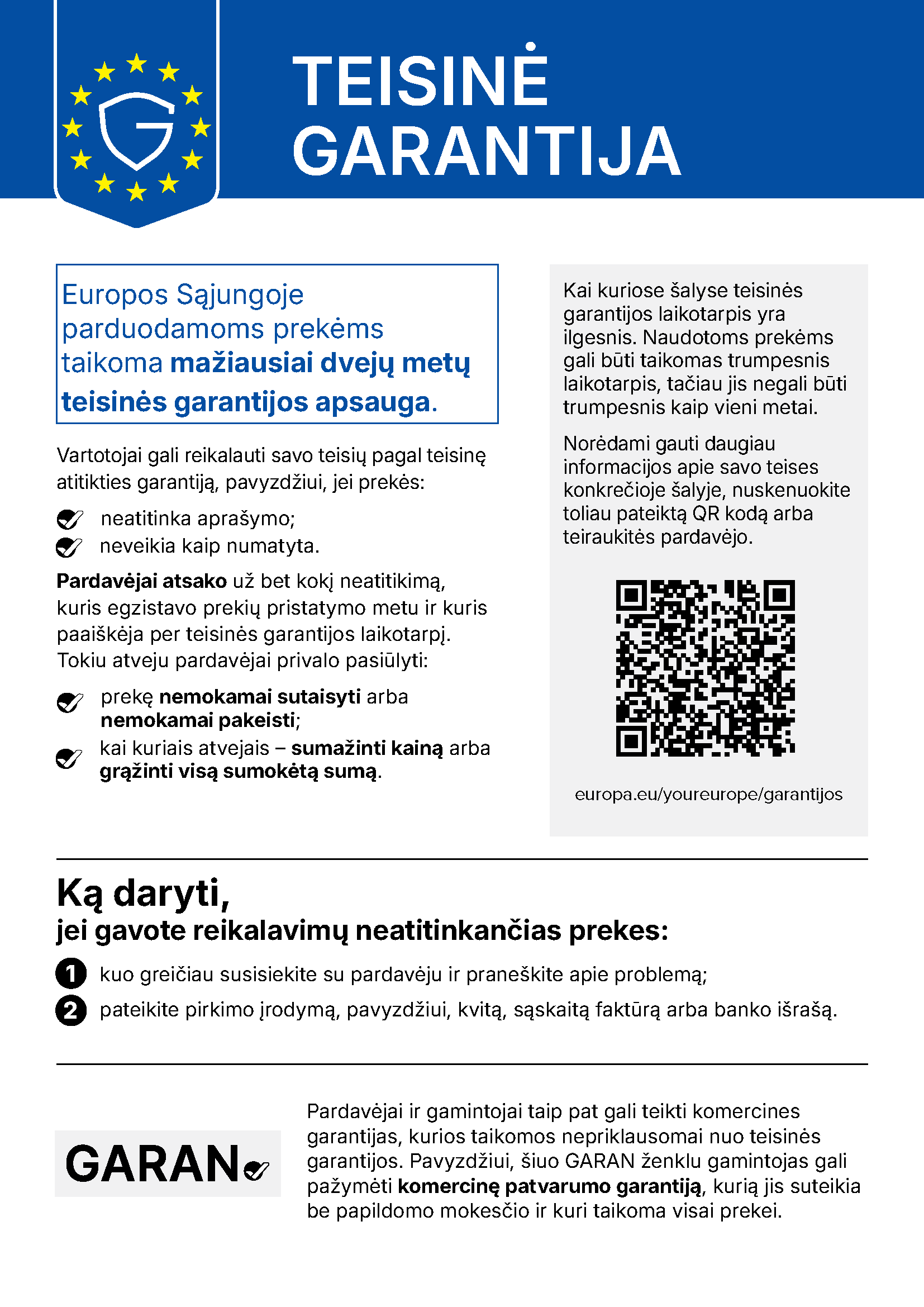 ES pranešimas apie teisinę atitikties garantiją