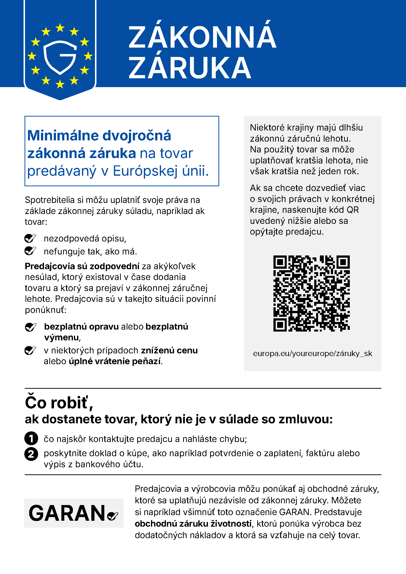 Oznámenie EÚ o zákonnej záruke zhody